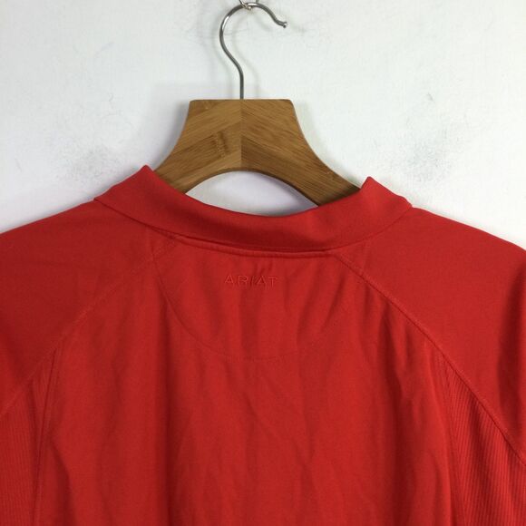 Ariat Mens Tek Heat Series Golf Polo Shirt Short Sleeves Stretch Red Size Large - Picture 13 of 15